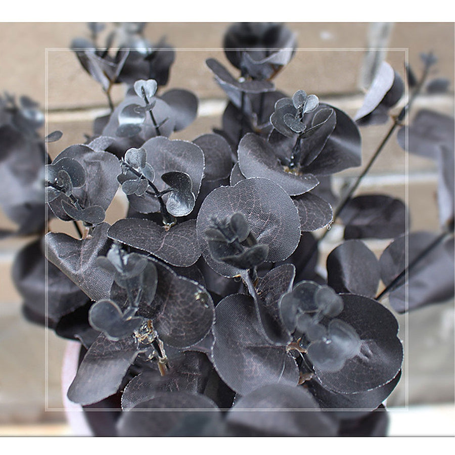 3 Pcs Black Eucalyptus Stems Leaves Branches Artificial Flower Home Decor Photography Simulation Plants