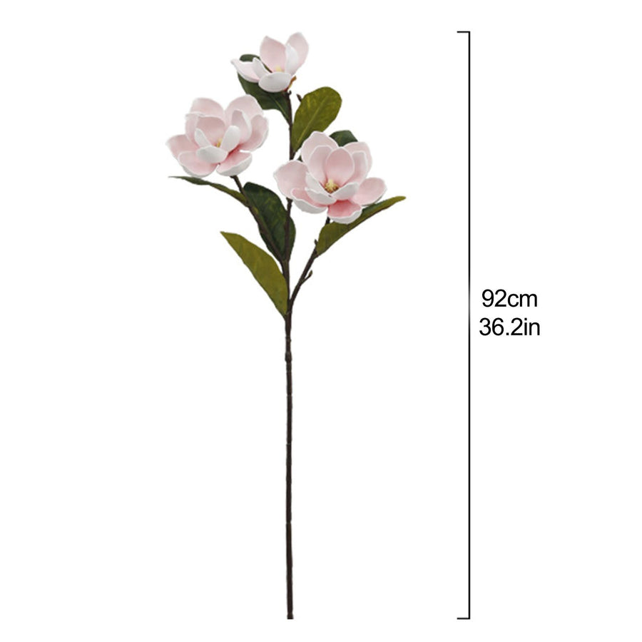 2pcs Artificial Yulan Flower Long Stem Faux Flower Bouquet Vase Floral Arrangement for Home Decor 3 Heads Red