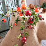 3pcs 6 Head Artificial Pomegranate Branch Stem Faux Fruit for Vase Realistic Faux Pomegranates Tree Branch for Decoration Home Party Orange