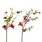 3pcs 6 Head Artificial Pomegranate Branch Stem Faux Fruit for Vase Realistic Faux Pomegranates Tree Branch for Decoration Home Party Orange