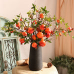 3pcs 6 Head Artificial Pomegranate Branch Stem Faux Fruit for Vase Realistic Faux Pomegranates Tree Branch for Decoration Home Party Red
