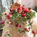 3pcs 6 Head Artificial Pomegranate Branch Stem Faux Fruit for Vase Realistic Faux Pomegranates Tree Branch for Decoration Home Party Red