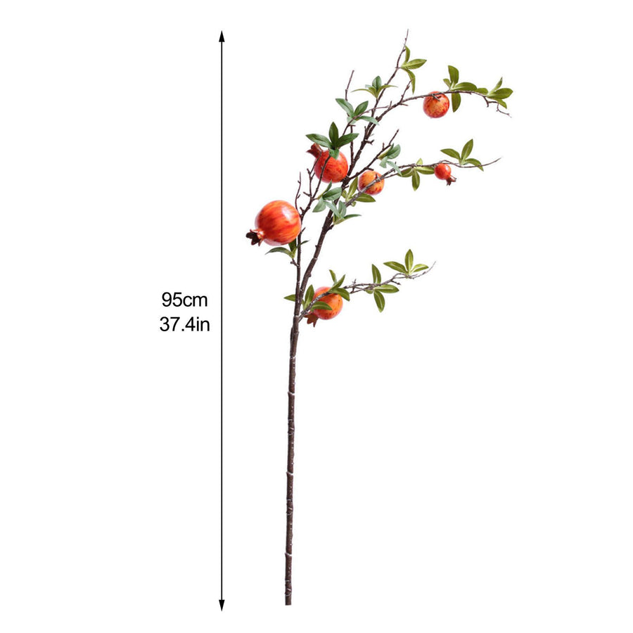 3pcs 6 Head Artificial Pomegranate Branch Stem Faux Fruit for Vase Realistic Faux Pomegranates Tree Branch for Decoration Home Party Red