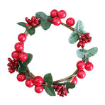 Xmas Candle Ring Artificial Red Berries Wreath for Table Centerpiece Decoration Wedding Holiday
