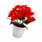 Artificial Potted Plant Xmas Flower Plants Simulation Poinsettia Table Lamp Holiday Decorative Lights