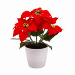 Artificial Potted Plant Xmas Flower Plants Simulation Poinsettia Table Lamp Holiday Decorative Lights