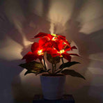 Artificial Potted Plant Xmas Flower Plants Simulation Poinsettia Table Lamp Holiday Decorative Lights