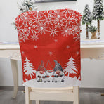 2PCS Xmas Chair Back Cover Cloth Holiday Dining Chair Slipcover Protector for Kitchen Dining Room Festival Party Decor Red