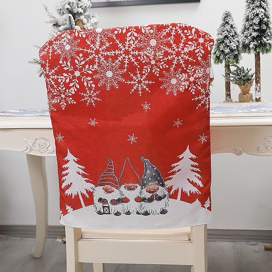 2PCS Xmas Chair Back Cover Cloth Holiday Dining Chair Slipcover Protector for Kitchen Dining Room Festival Party Decor Red