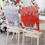 2PCS Xmas Chair Back Cover Cloth Holiday Dining Chair Slipcover Protector for Kitchen Dining Room Festival Party Decor Red