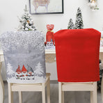2PCS Xmas Chair Back Cover Cloth Holiday Dining Chair Slipcover Protector for Kitchen Dining Room Festival Party Decor Red