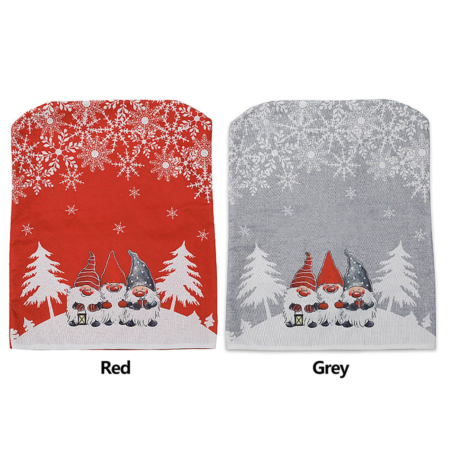 2PCS Xmas Chair Back Cover Cloth Holiday Dining Chair Slipcover Protector for Kitchen Dining Room Festival Party Decor Red