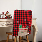 4pcs Xmas Chair Back Cover Red and Black Plaid Soft Nonwoven Decorative Chair Back Cover for Dinning Room Kitchen