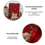 4pcs Xmas Chair Back Cover Red and Black Plaid Soft Nonwoven Decorative Chair Back Cover for Dinning Room Kitchen