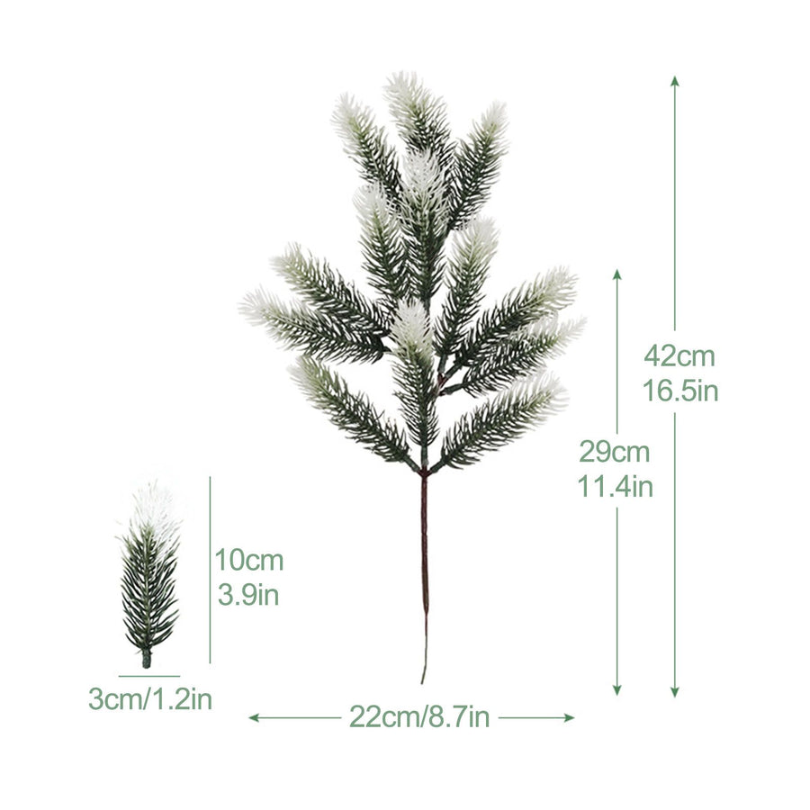 3Pcs Snowy Artificial Pine Needles 28 Branch Twig Frosted Pine Picks Greenery Stem for Crafts Wreaths Garlands Holiday Decor