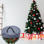 2 Pcs Wreath Storage Bag 420D Nylon Transparent Foldable Zipper Garland Storage Container for Xmas Gray