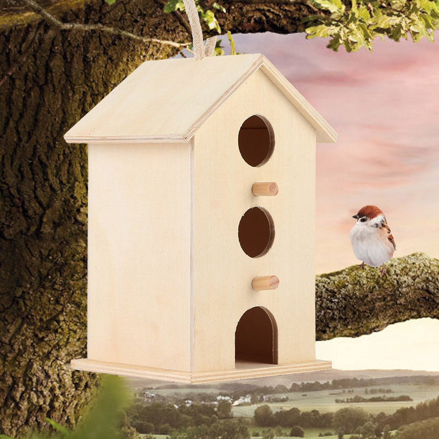 Hanging Wooden Bird Nests House Breeding Resting Box Supplies Outdoors Garden for Parrots