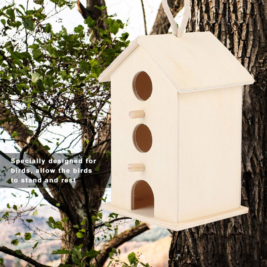 Hanging Wooden Bird Nests House Breeding Resting Box Supplies Outdoors Garden for Parrots