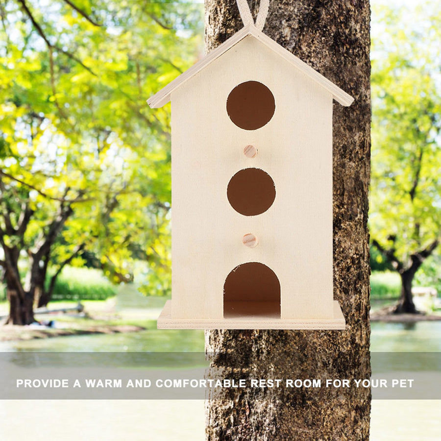 Hanging Wooden Bird Nests House Breeding Resting Box Supplies Outdoors Garden for Parrots
