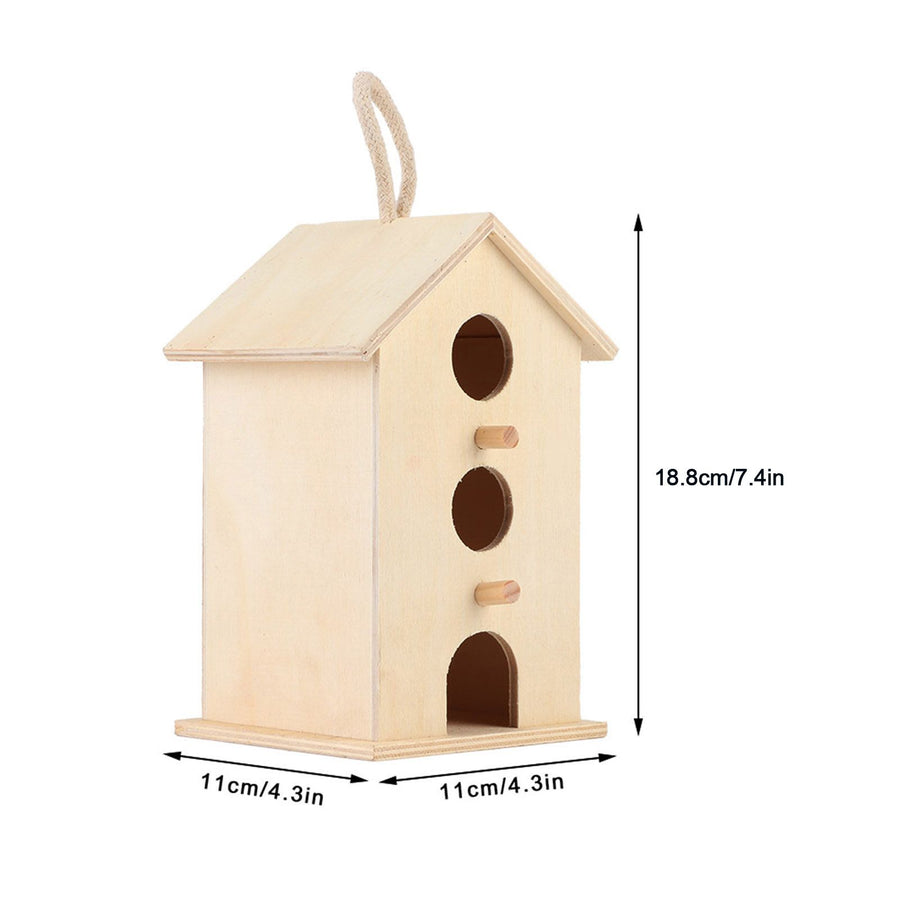 Hanging Wooden Bird Nests House Breeding Resting Box Supplies Outdoors Garden for Parrots