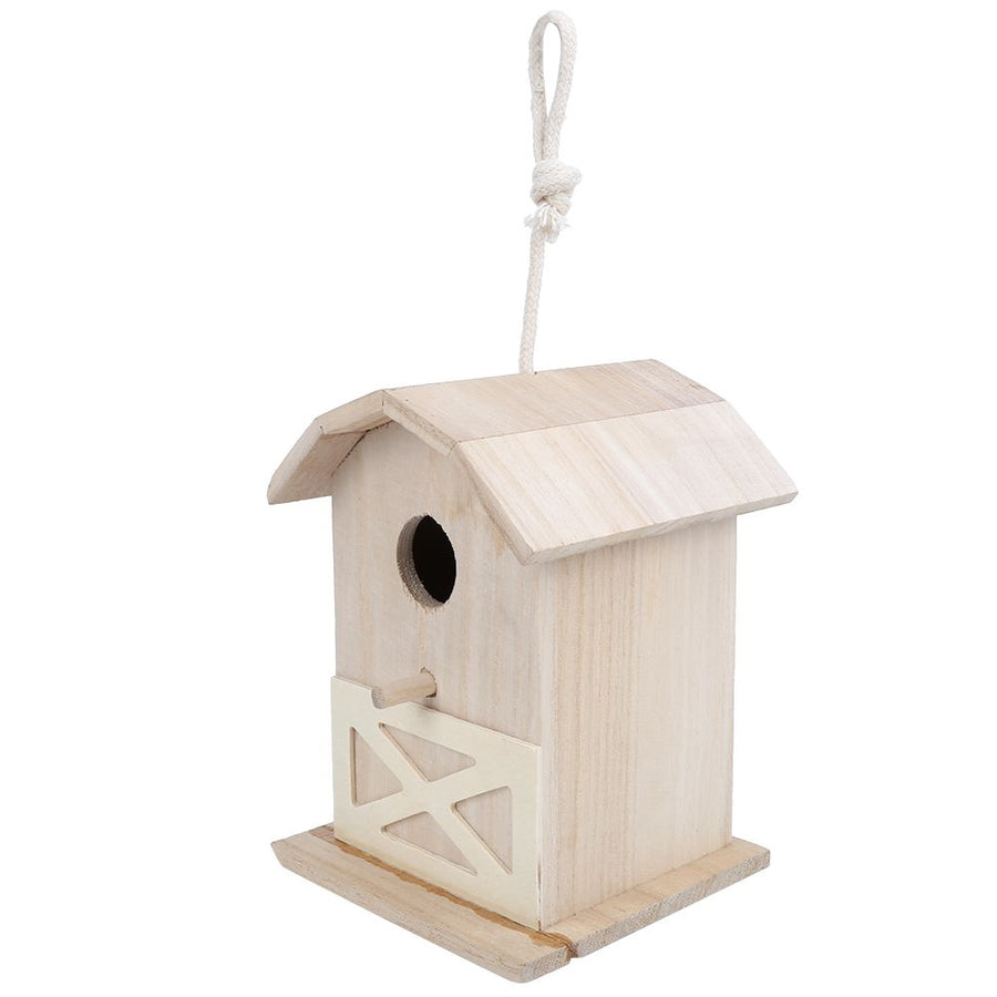 Mini Outdoor Wooden Bird House Nesting Cage Accessory for Garden Patio Decoration Ornament
