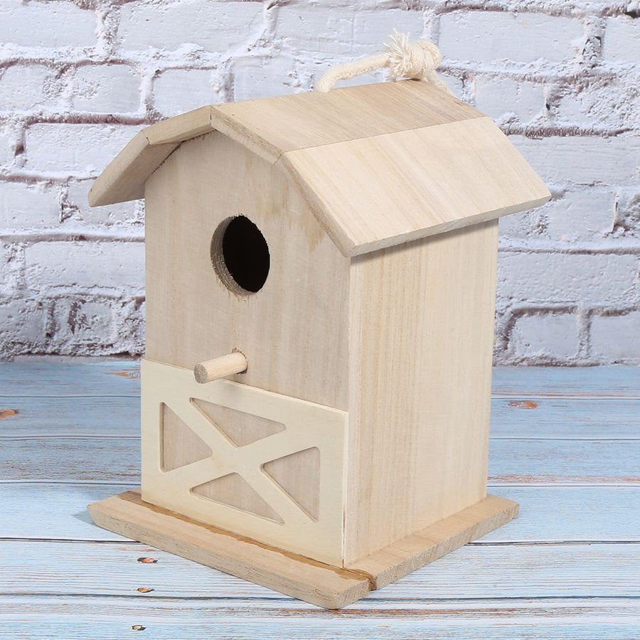 Mini Outdoor Wooden Bird House Nesting Cage Accessory for Garden Patio Decoration Ornament