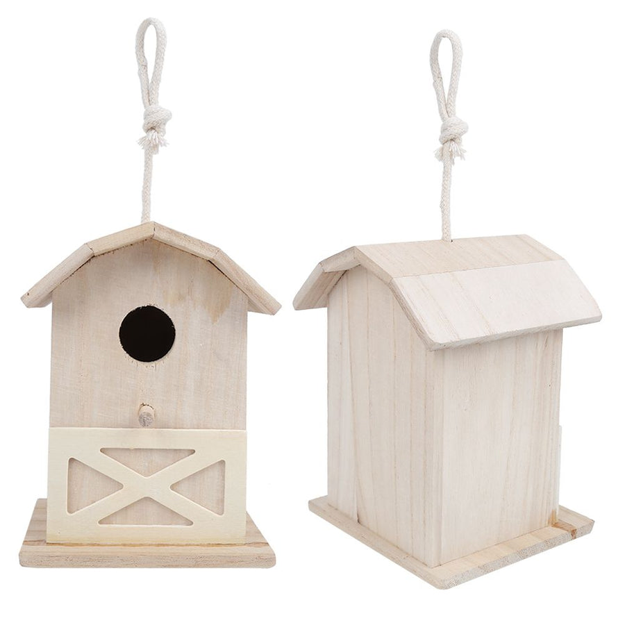 Mini Outdoor Wooden Bird House Nesting Cage Accessory for Garden Patio Decoration Ornament