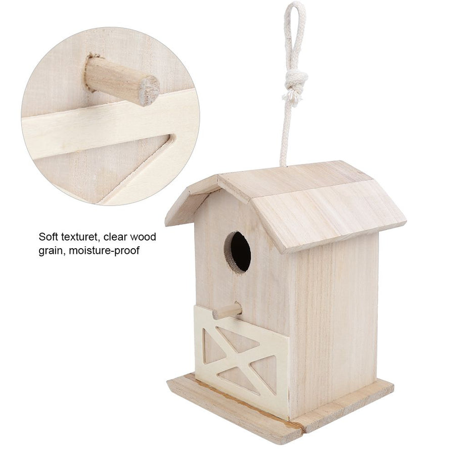Mini Outdoor Wooden Bird House Nesting Cage Accessory for Garden Patio Decoration Ornament