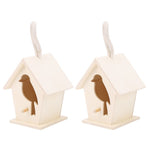 2Pcs Outdoor Hanging Wooden Birdhouse Birds Nesting Box Crafts Ornament Garden Decoration