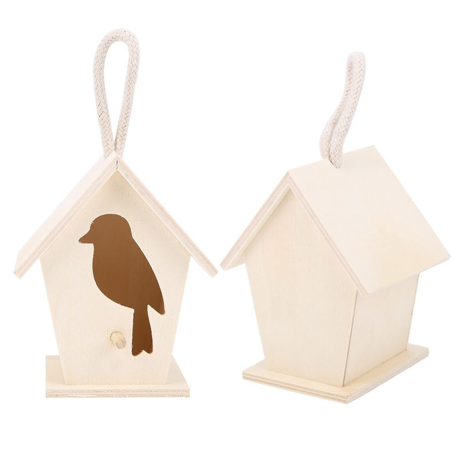 2Pcs Outdoor Hanging Wooden Birdhouse Birds Nesting Box Crafts Ornament Garden Decoration