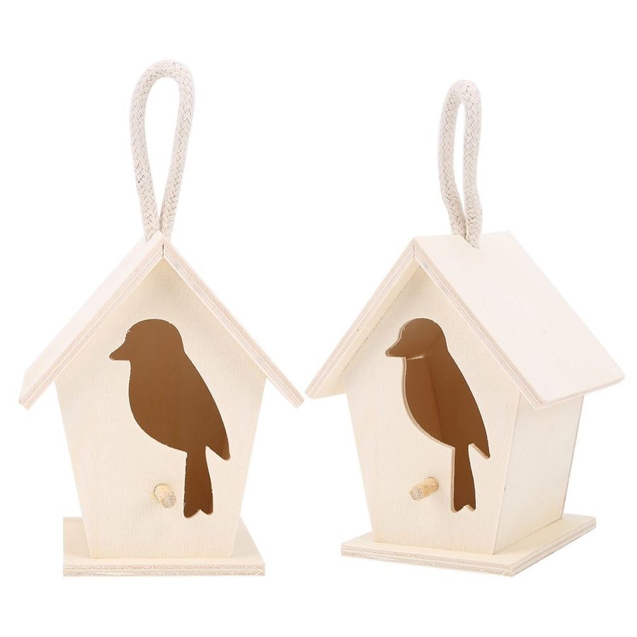 2Pcs Outdoor Hanging Wooden Birdhouse Birds Nesting Box Crafts Ornament Garden Decoration