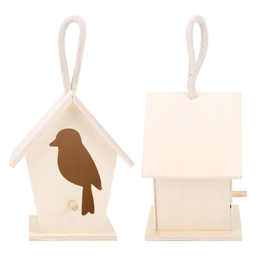 2Pcs Outdoor Hanging Wooden Birdhouse Birds Nesting Box Crafts Ornament Garden Decoration
