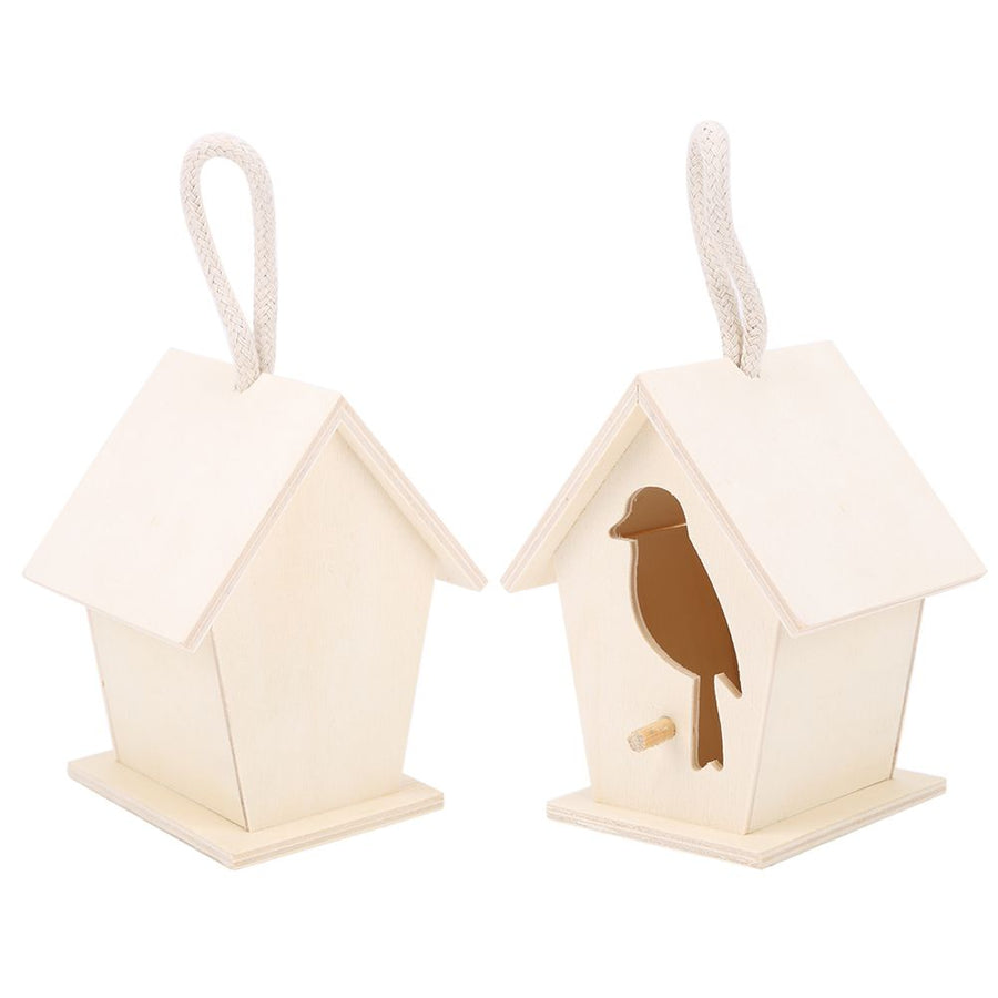 2Pcs Outdoor Hanging Wooden Birdhouse Birds Nesting Box Crafts Ornament Garden Decoration