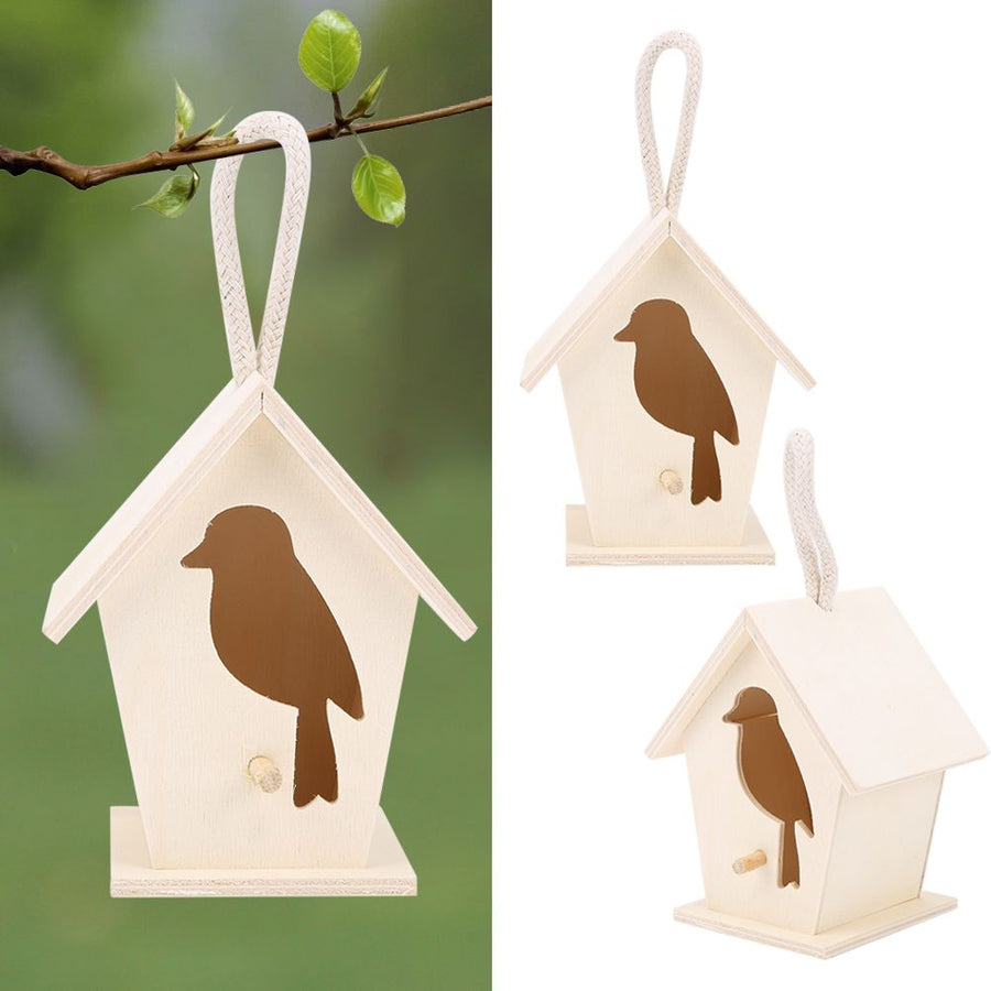 2Pcs Outdoor Hanging Wooden Birdhouse Birds Nesting Box Crafts Ornament Garden Decoration