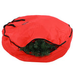 Red Christmas Gift Storage Bag Decoration Bell Wreath Garland Container Waterproof Dustproof