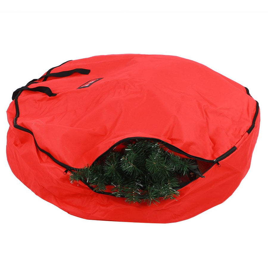 Red Christmas Gift Storage Bag Decoration Bell Wreath Garland Container Waterproof Dustproof