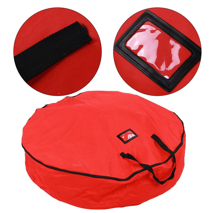Red Christmas Gift Storage Bag Decoration Bell Wreath Garland Container Waterproof Dustproof
