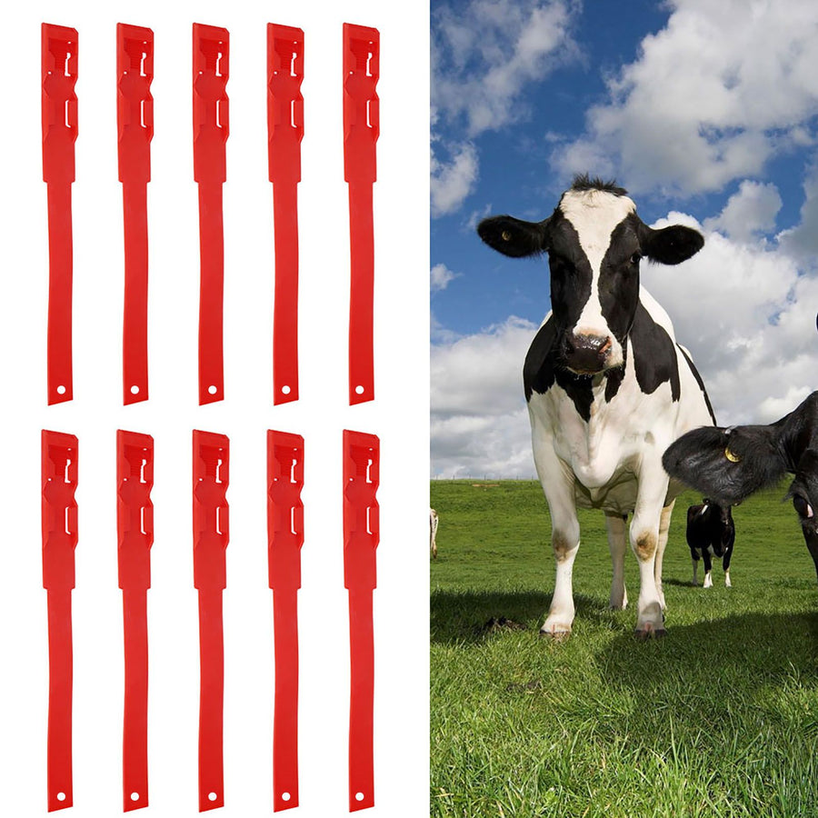 10pcs Identification ID Collars Bands Cow Cattle Marking Ring Supplies for Farm LivestockRed