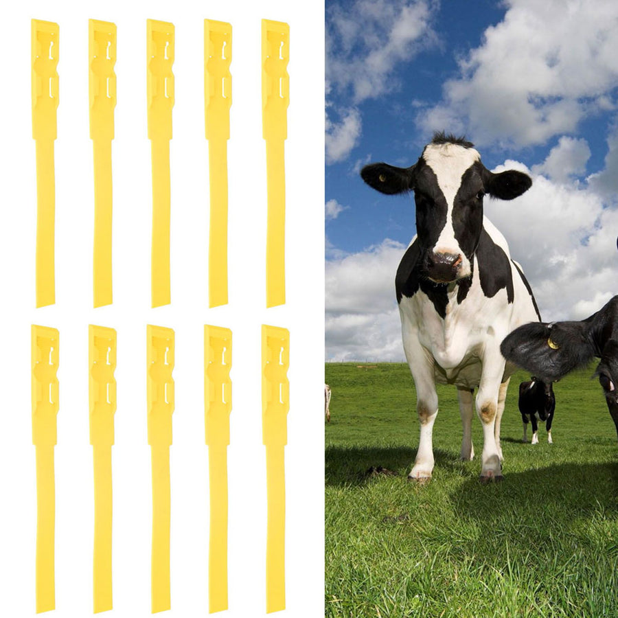 10pcs Identification ID Collars Bands Cow Cattle Marking Ring Supplies for Farm LivestockYellow