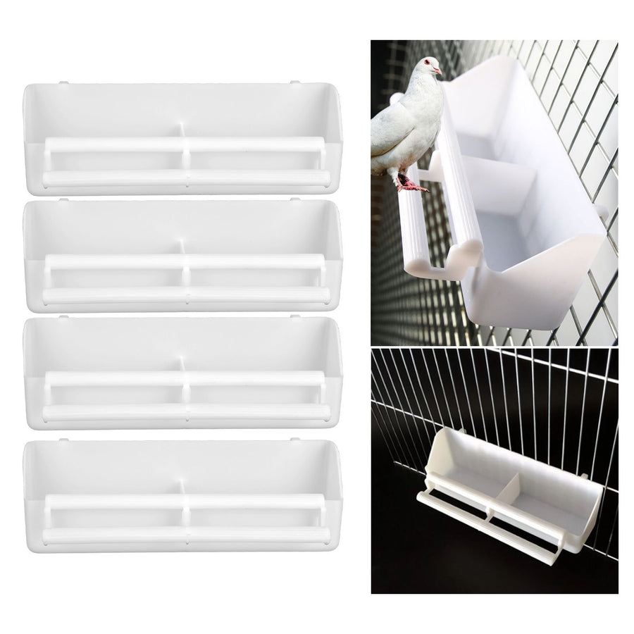 4pcs Parrots Feeder Pet Bird Hanging Food Water Bowl Pigeons Stand Cage Feeding Tools