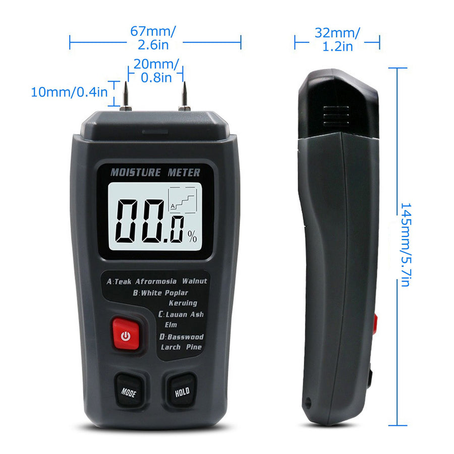Wood Moisture Meter Handheld LED Digital Humidity Tester Detector Moisture Measuring Tool