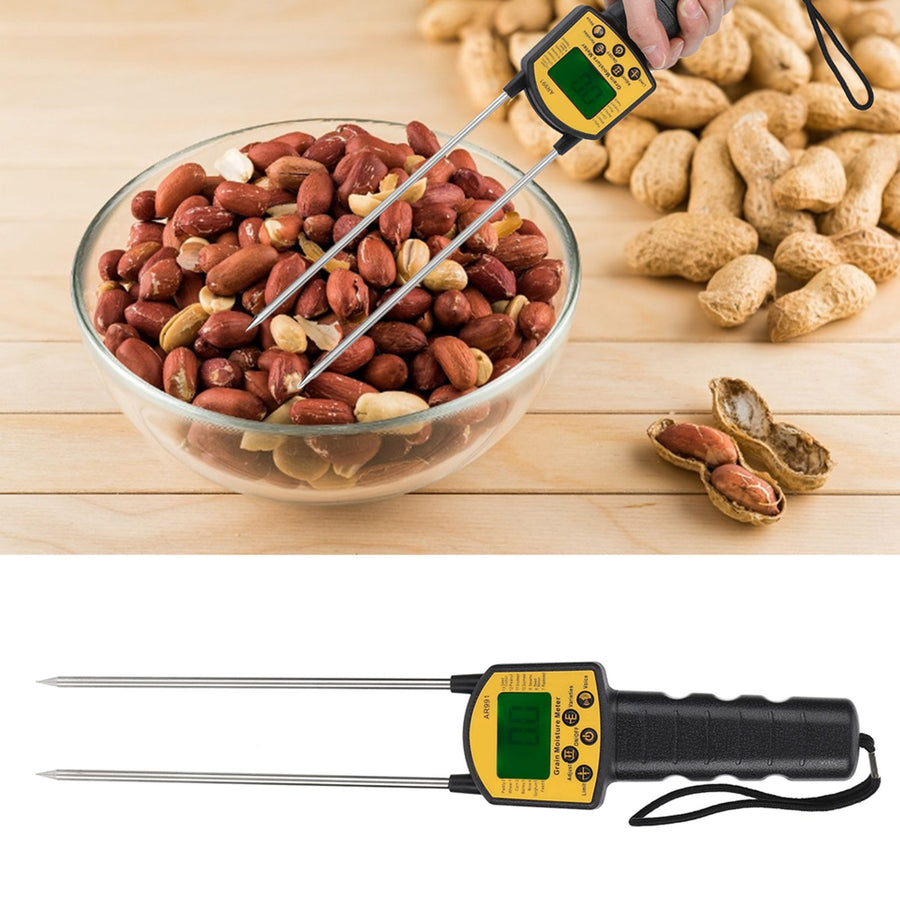 Digital LCD Grain Moisture Meter Corn Stalks Rice Soybean Water Content Analyzer