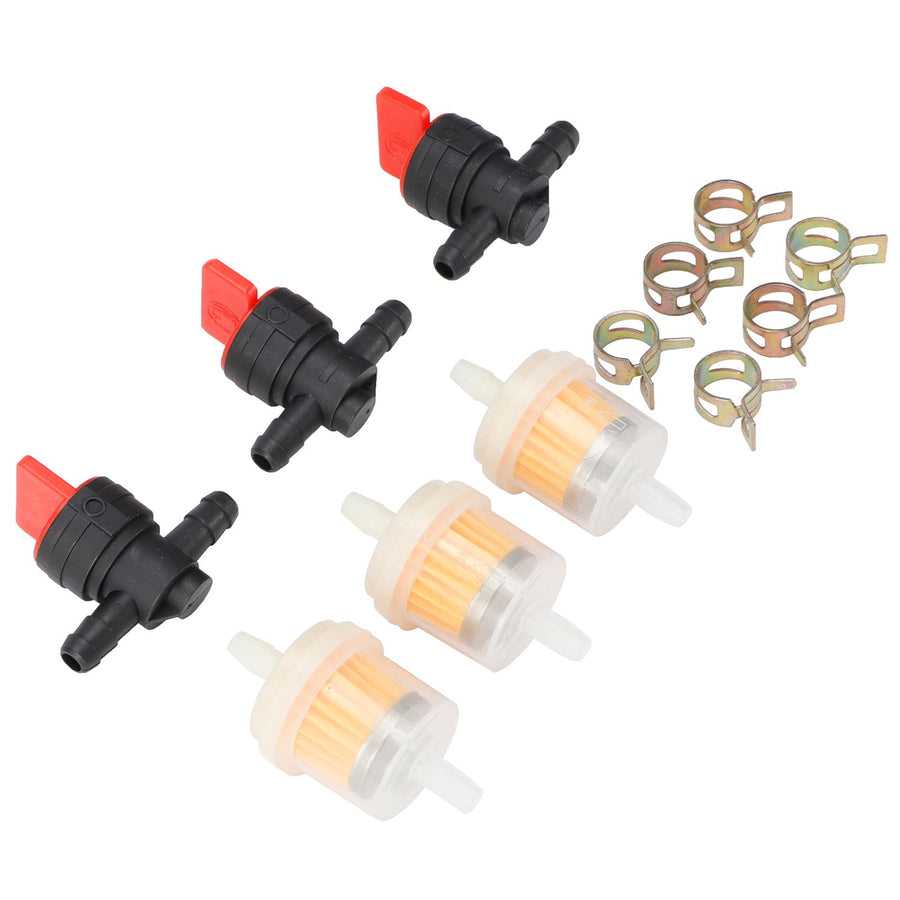 G1/4 Gas Tank Shut Cut Off Valve Filter Clamp Kit for Garden Brush Cutter Lawn Mower Carburetor