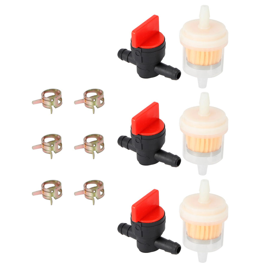 G1/4 Gas Tank Shut Cut Off Valve Filter Clamp Kit for Garden Brush Cutter Lawn Mower Carburetor