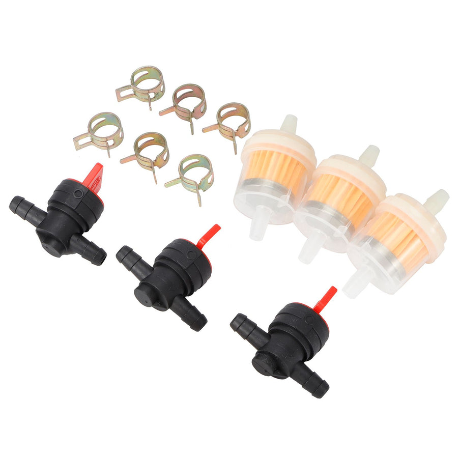 G1/4 Gas Tank Shut Cut Off Valve Filter Clamp Kit for Garden Brush Cutter Lawn Mower Carburetor