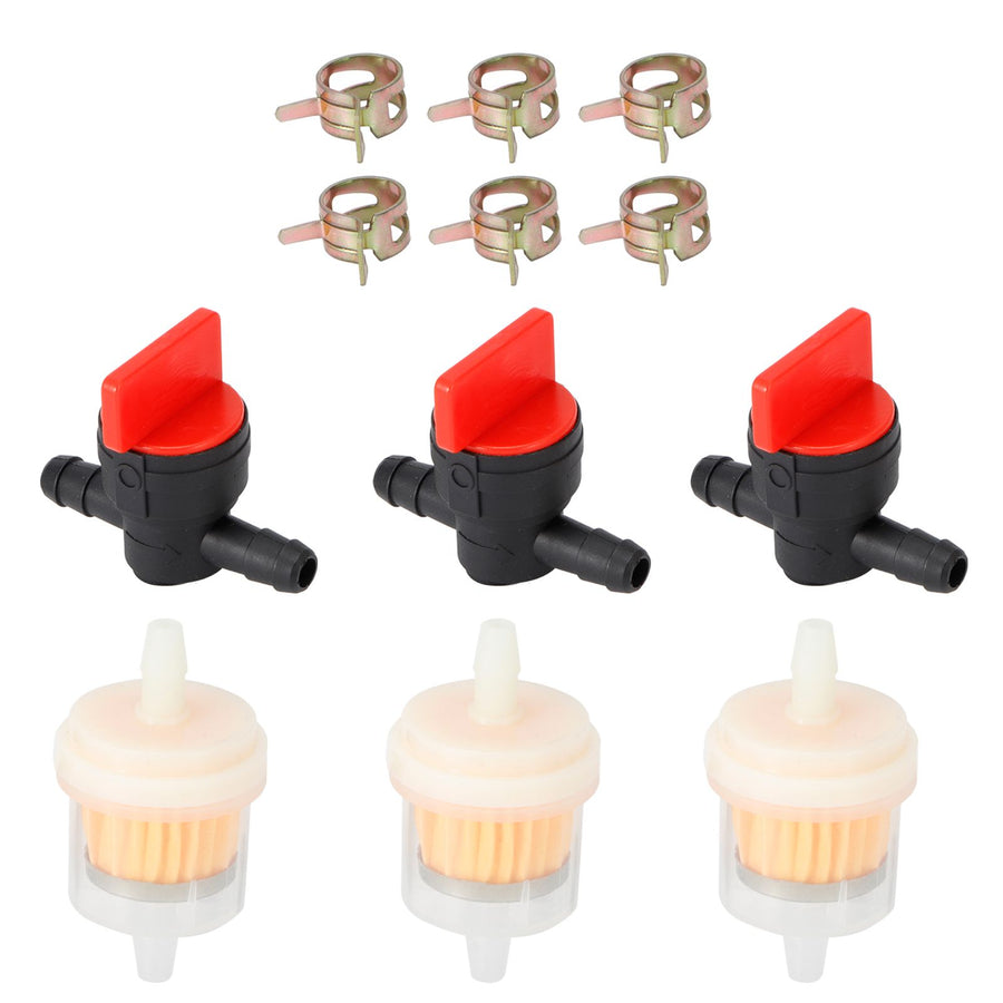 G1/4 Gas Tank Shut Cut Off Valve Filter Clamp Kit for Garden Brush Cutter Lawn Mower Carburetor