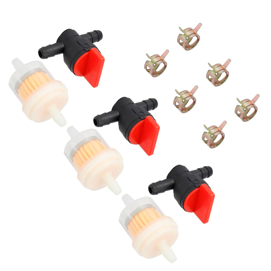G1/4 Gas Tank Shut Cut Off Valve Filter Clamp Kit for Garden Brush Cutter Lawn Mower Carburetor