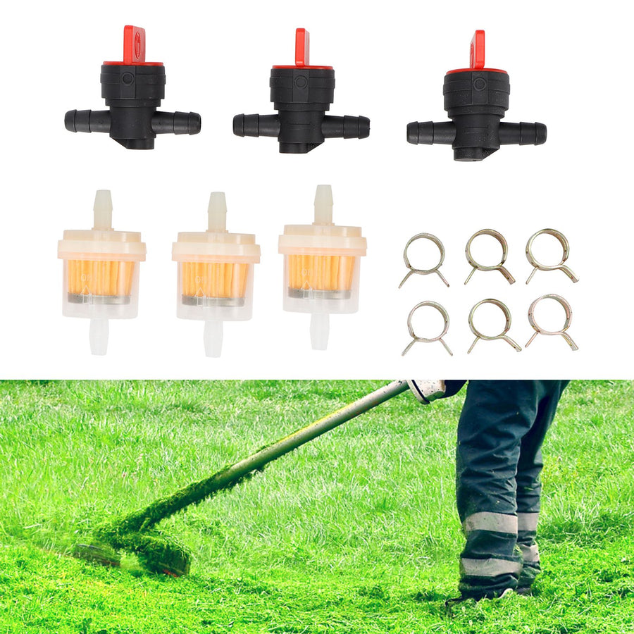 G1/4 Gas Tank Shut Cut Off Valve Filter Clamp Kit for Garden Brush Cutter Lawn Mower Carburetor