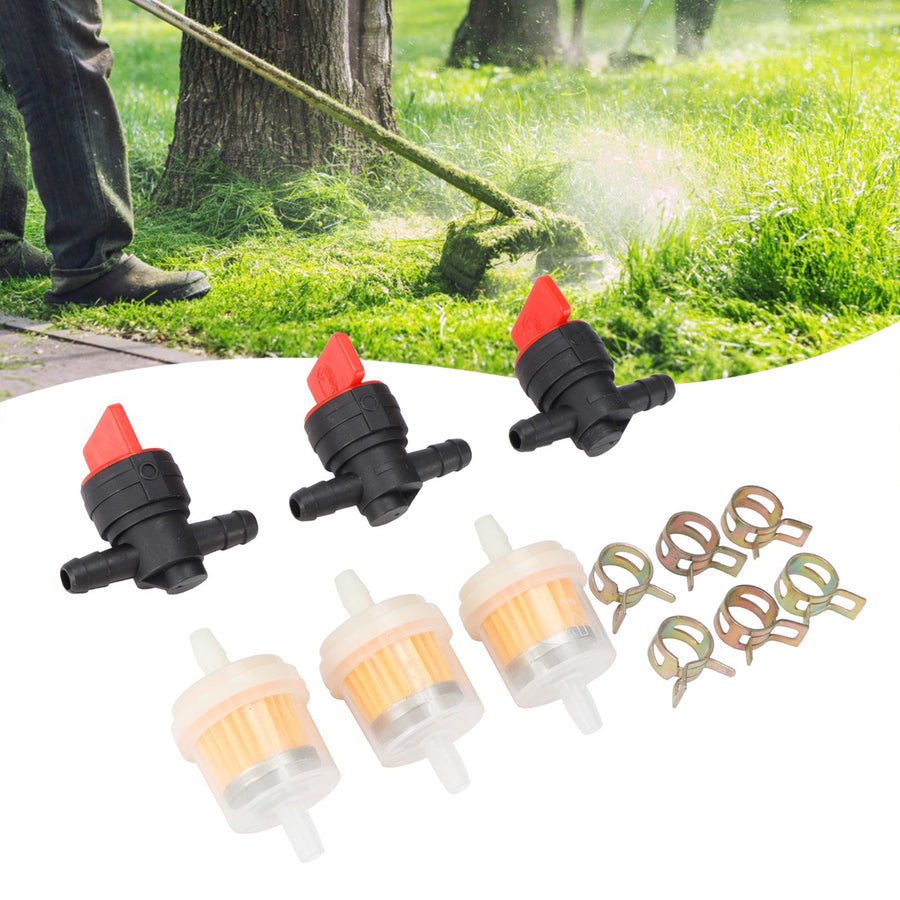 G1/4 Gas Tank Shut Cut Off Valve Filter Clamp Kit for Garden Brush Cutter Lawn Mower Carburetor