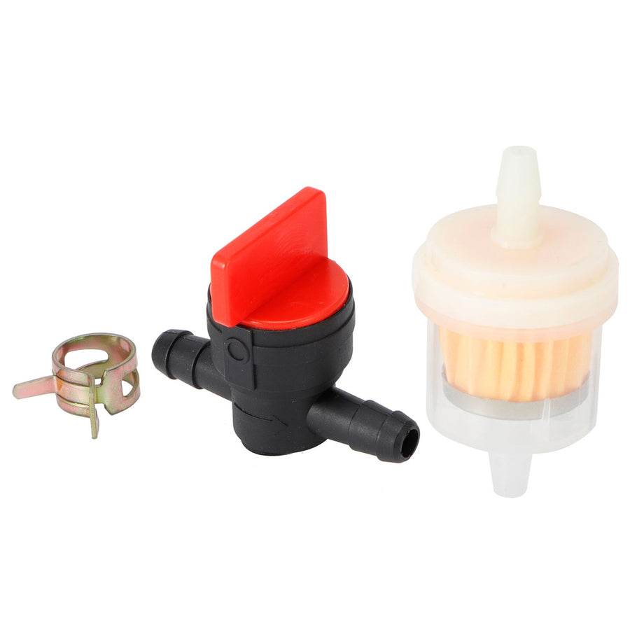 G1/4 Gas Tank Shut Cut Off Valve Filter Clamp Kit for Garden Brush Cutter Lawn Mower Carburetor